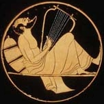 Aeolus playing harp